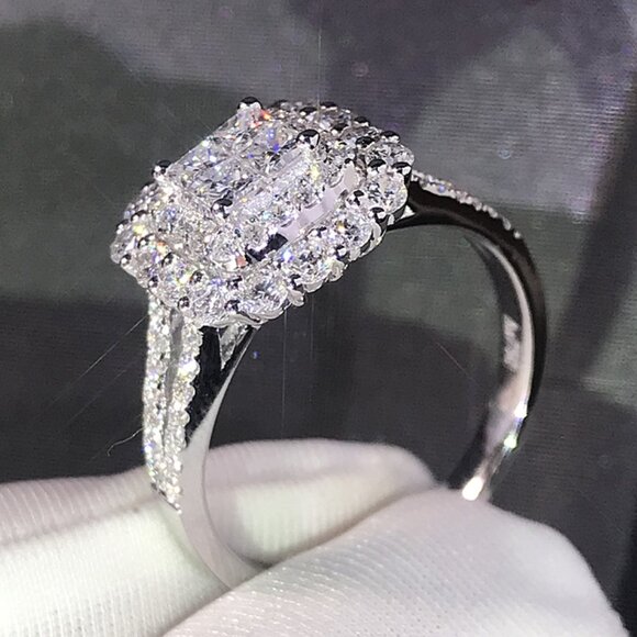 Jewelry - Double Layer Cross Square Zircon Luxury Wedding Ring for Women, PD361